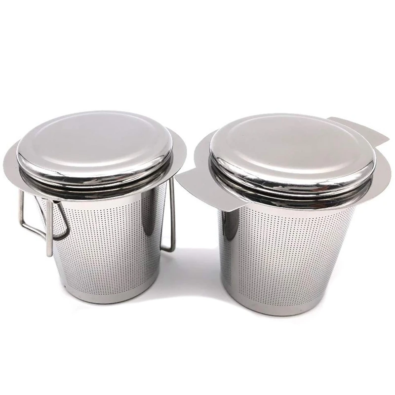 

Tea Infuser Stainless Steel Extra Fine Mesh Tea Strainer Tea Filter with Double Handles and Lids for Loose Leaf Teas (Set of 2)