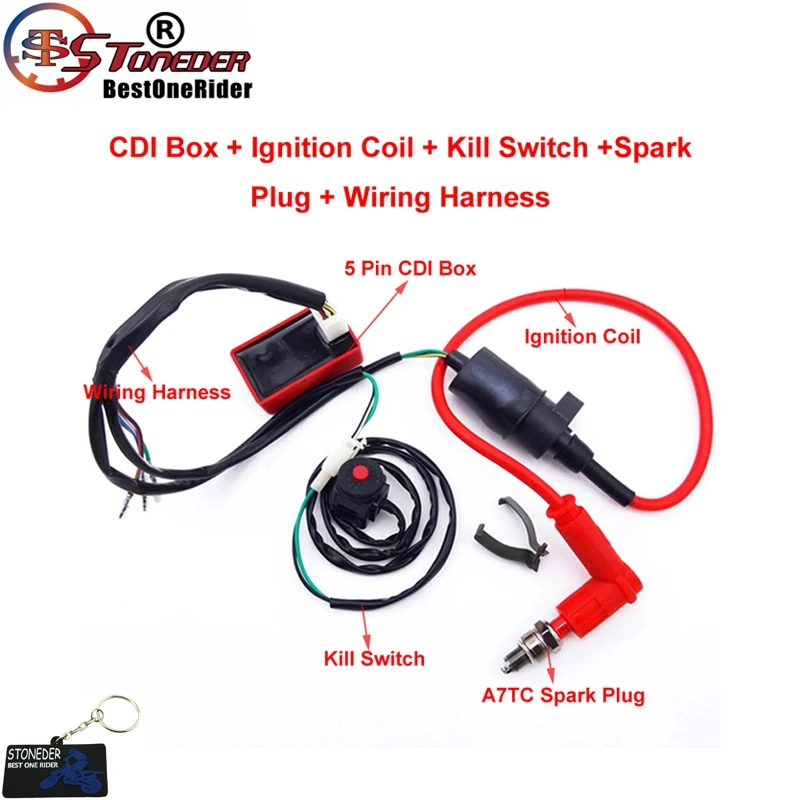 Stoneder Wiring Loom Harness Kill Switch Ignition Coil Ac Cdi Spark Plug 50cc 160 Cc Horizortal Engine Pit Dirt Bike Motorbike Ingition Aliexpress