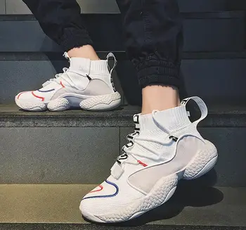 

Nice Spring Summer New Men Flyknit Mesh Street Trend Cool Casual Sport Shoes Chunky Sneakers Loafers