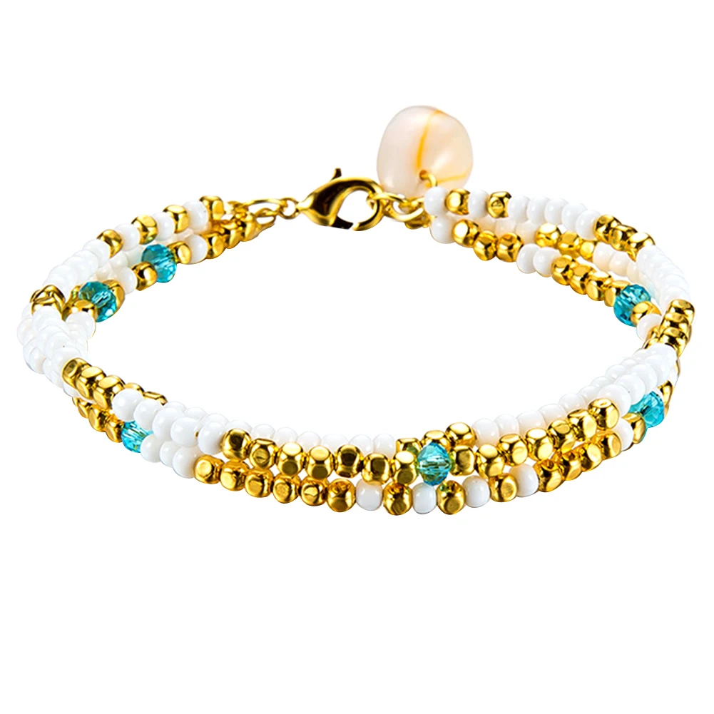 Bohemian Multi-layer Cowrie Shell Charm Beaded Anklet Women Beach Ankle Bracelet on the leg Women Ankle Woman's accesories