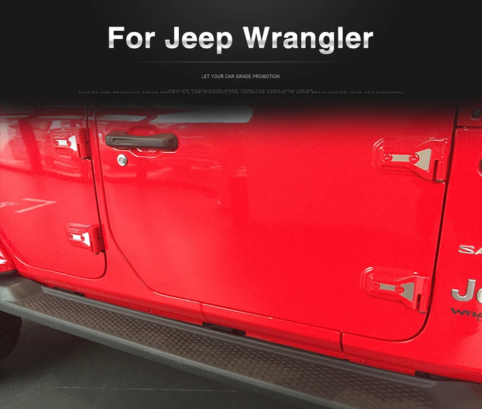 1 SHINEKA Car Stickers for Jeep Wrangler JL 2018 Up Car Accessories Door Hinge Cover Trim Engine Hood Hinge Sticker