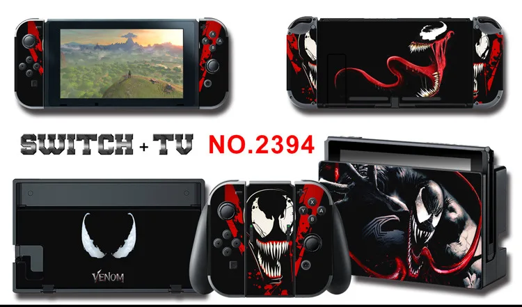 1set New Cute Anime Full Body Sticker for NS Switch Protective Cover Skin Colorful Art for Game Console Joy-Con Controller Decor