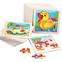 Puzzle en bois pour enfants, 20 styles, jouets éducatifs d'apprentissage pour bébés, animaux de dessin animé, véhicule, Puzzle 3D, jouet en bois