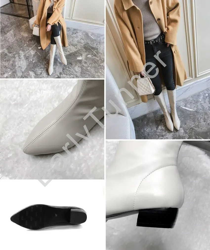 2019 г. Зимние брендовые новые милые женские сапоги до колена для верховой езды женская обувь на среднем не сужающемся книзу массивном