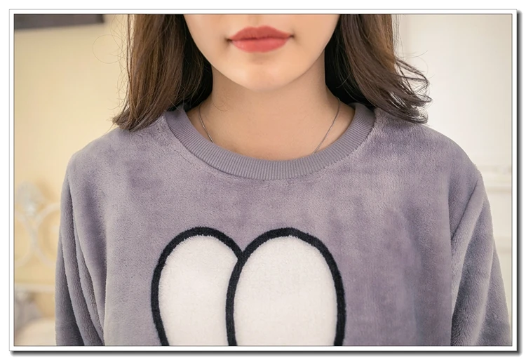 Thick Warm Flannel Pajama Sets For Women Winter Long Sleeve Coral Velvet Pyjama Girls Cute Cartoon Honey Bee Sleepwear Suit