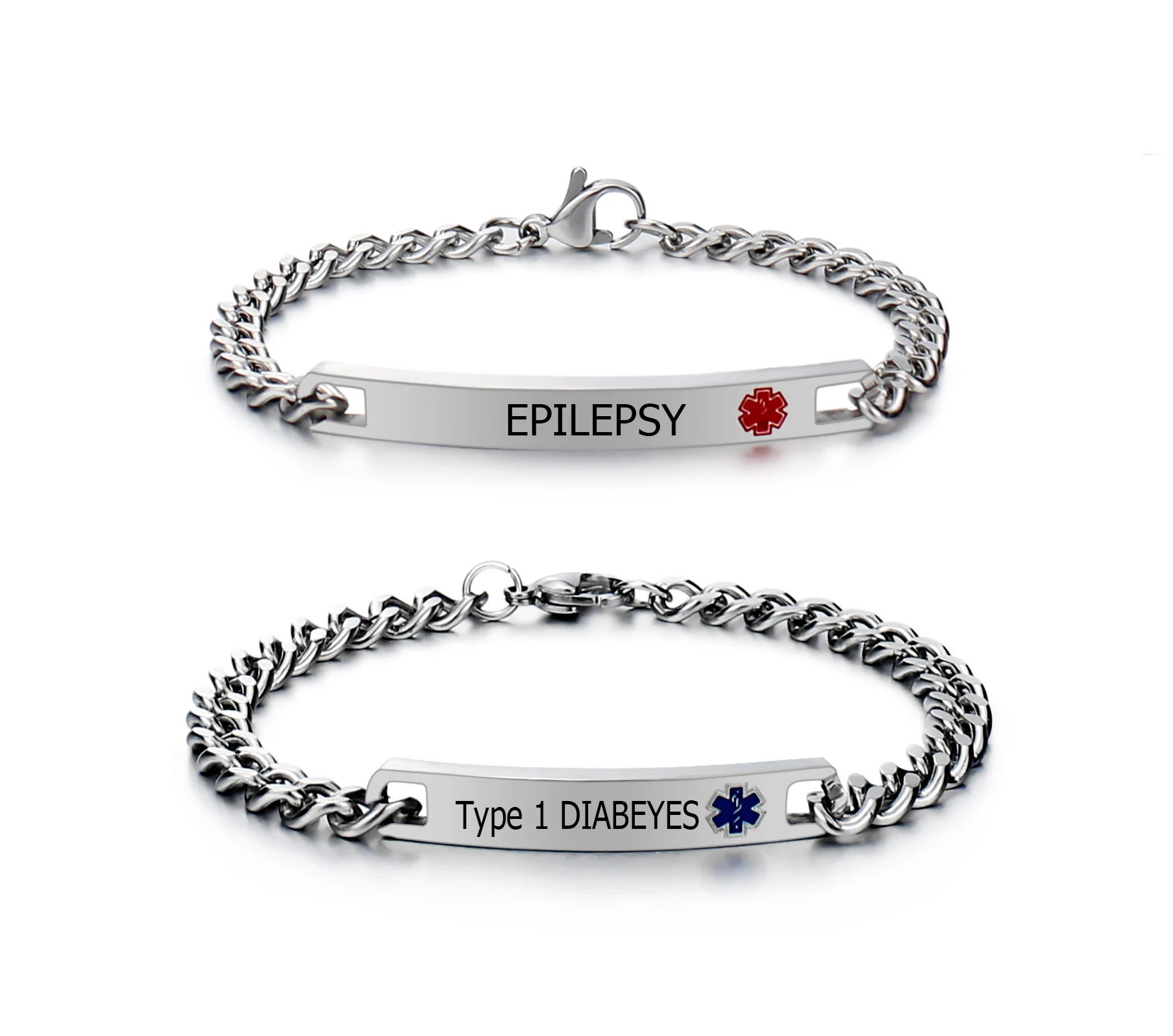 

Custom Epilepsy Medical Bracelet Emergency ID Men Jewelry TYPE 1 DIABETES ALLERGY