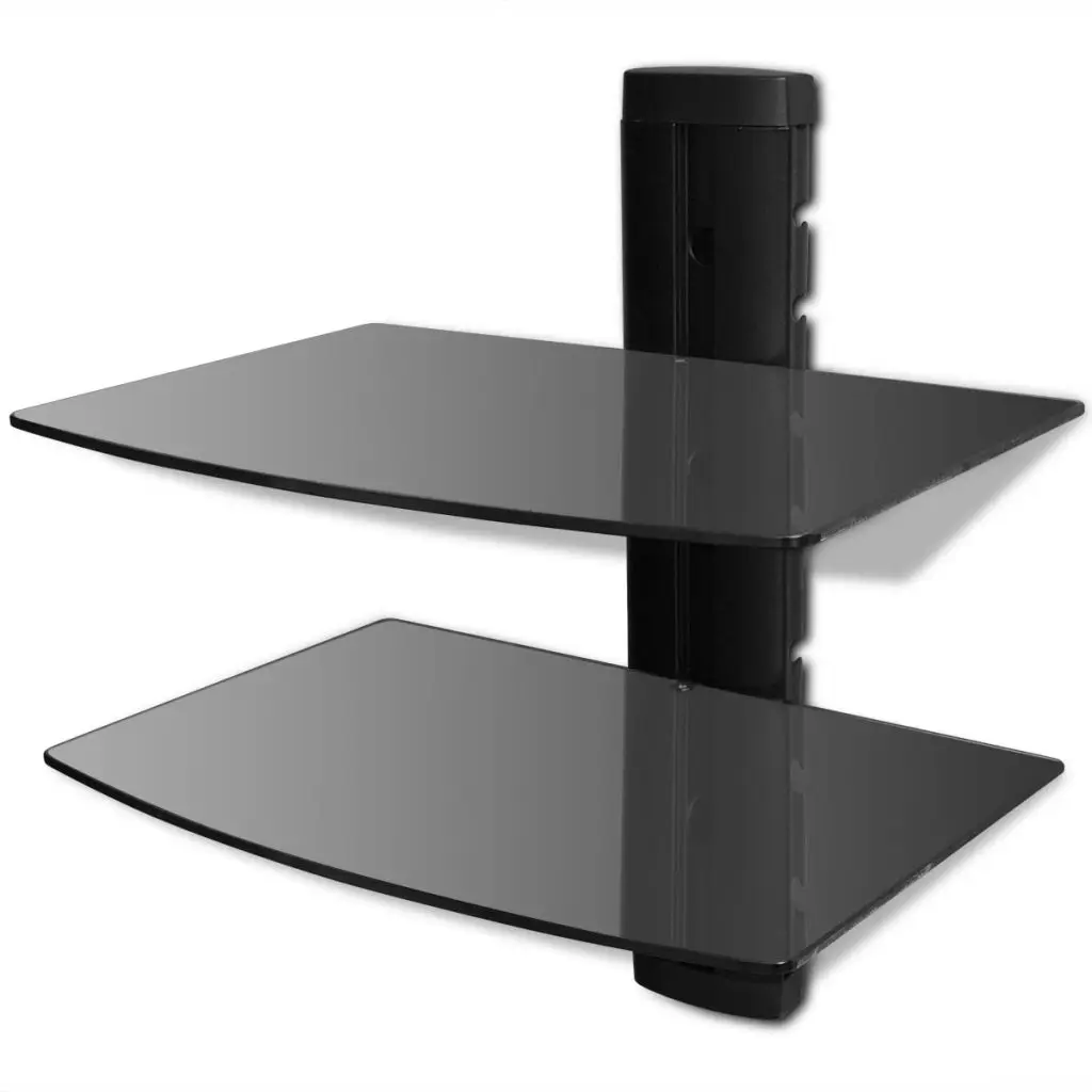 

Soporte DVD de pared con 2 estantes, Negro