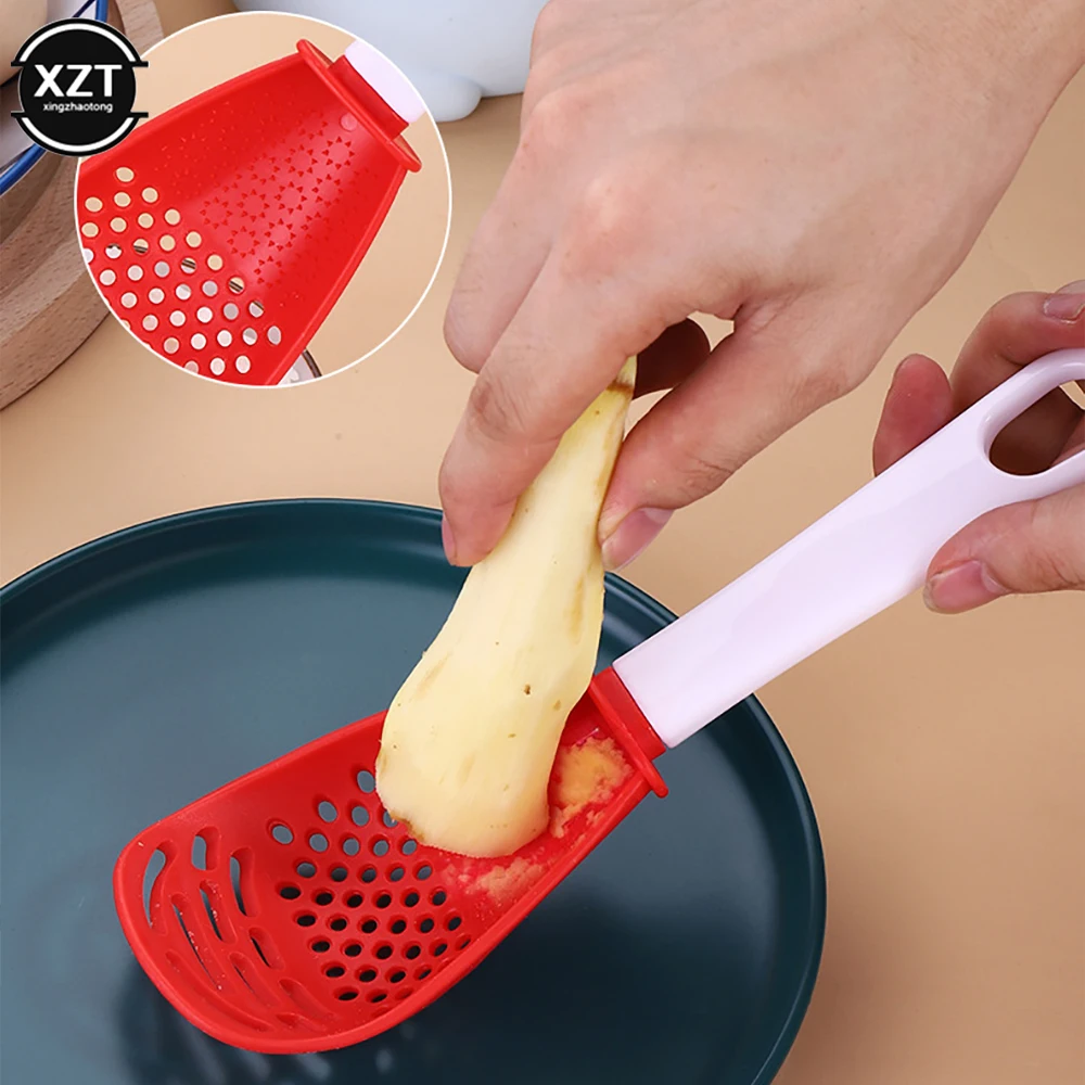 Multifunctional Filter Colander Household Kitchen Grinding Spoon Grinding Ginger Garlic Press Silicone Egg White Separator 1Pcs