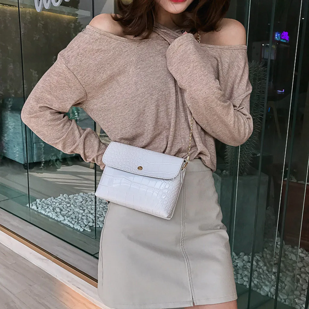 

2019 Summer Cross-Body Bag Luxury Ladies Flap Cover Small Shoulder Bags Leather Chain Messenger Bag Crocodile Pattern Bags