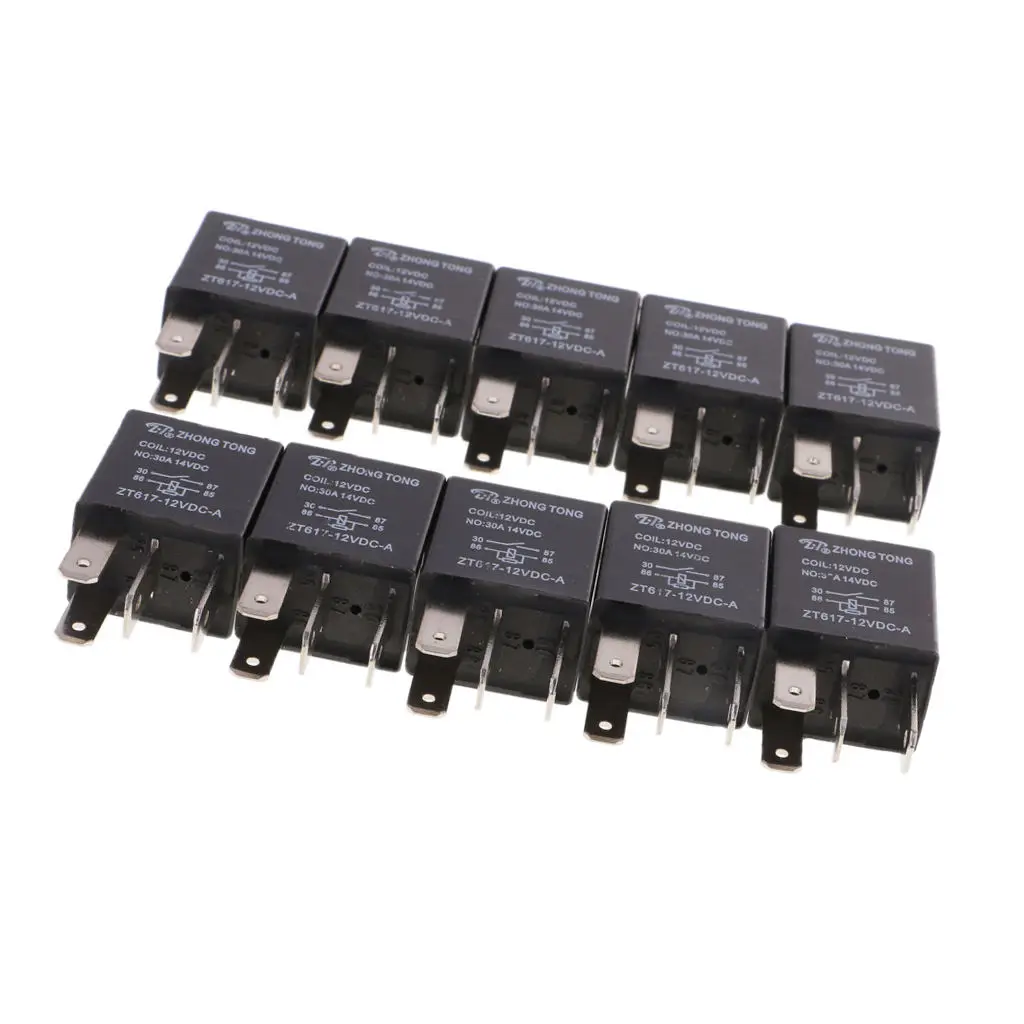 10 Pieces Automotive Car 12V 4-Pin 30 Amp Relay Kit For Fuel Pump Light Horn | Автомобили и мотоциклы
