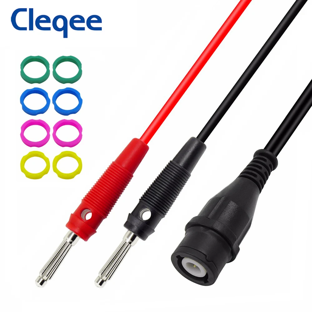 Cleqee P1203 BNC Male Plug to Dual 4mm Banana Coaxial Cable Oscilloscope Test Lead Stackable 120CM | Инструменты