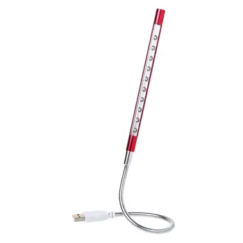 

USB 10-LED Night Light Flexible Table Desk Portable Eye Care Lamp For Study Work Reading Q0KF