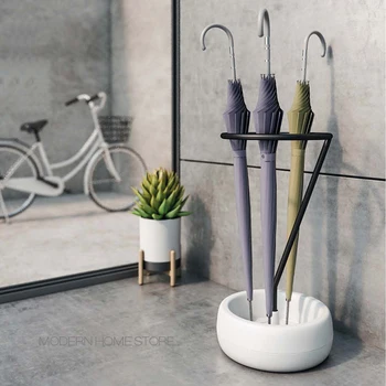 

Modern Classic Fashion Loft Metal Nordic Design Popular Home Hotel Plastic PP Base Beautiful White Black Umbrella Rack Stand 1PC