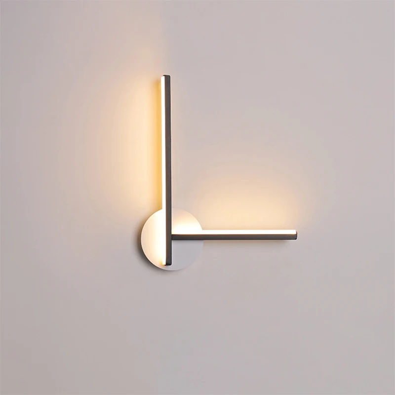 

Modern Simple LED Wall Lamp Black White Creative Acrylic Iron Wall Light Hallway Bedroom Bedside Background Wall Sconce 220V