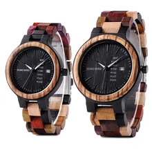 

2021NEW Watch Men Women Quartz Week Date Couple Timepiece Colorful Wooden Band Logo Customize Gift Wholesale Dropship