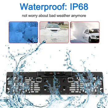 

Hot European License Plate Frame 4 IR LED Backup Camera Car Rear View Camera 170 Degree View 4 IR LED Rear View Camera IP68