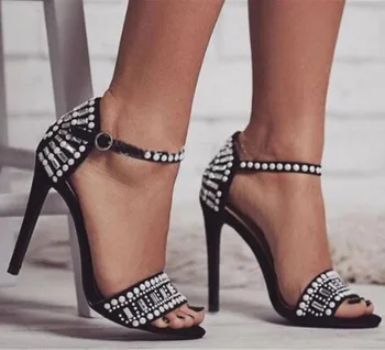 

Rhinestone Women's Shoes Toe One Buckle High With Women's Shoes Sandals Yxb813 - 18