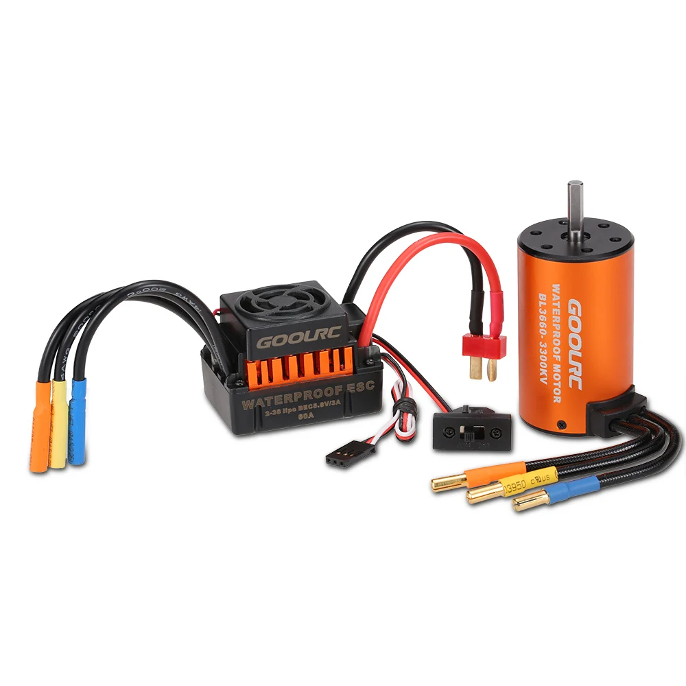 

Upgrade Waterproof 3660 3300KV Brushless Motor with 60A ESC Combo Set for 1/10 RC Car Truck