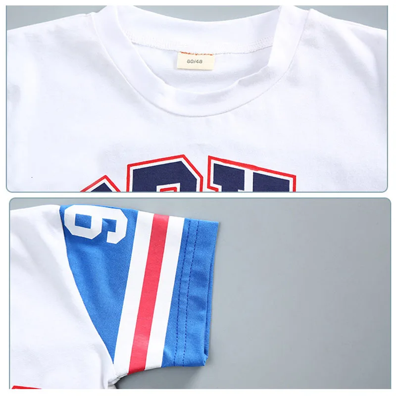 Комплект спортивной одежды для маленьких мальчиков, летний повседневный костюм с футболкой, Футбольная форма, баскетбольная форма, детская одежда с надписью