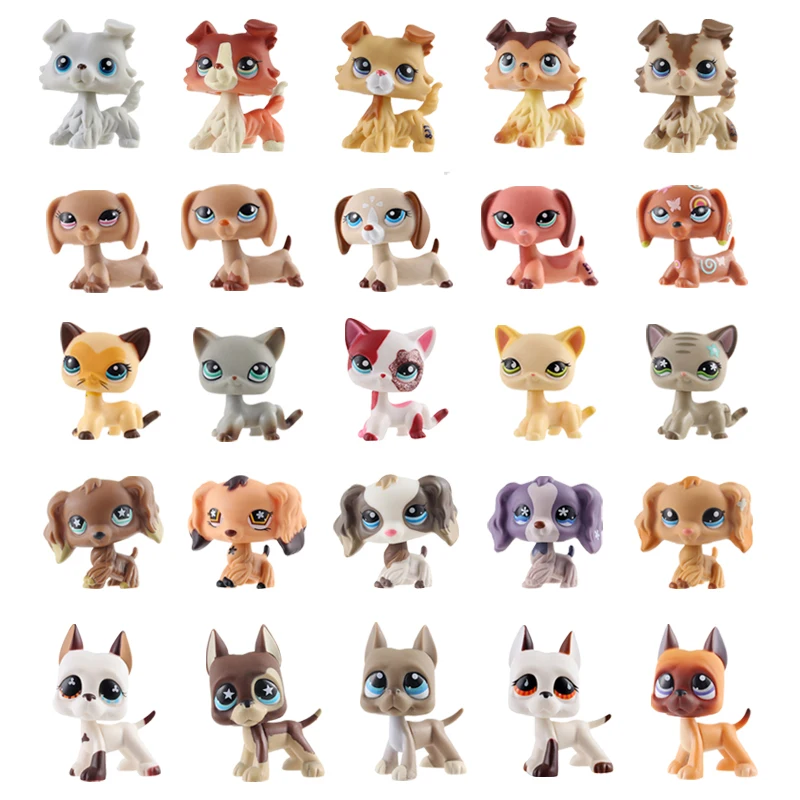 Tienda de mascotas de juguete LPS, colección de gatos y perros, bonitos accesorios de acción, Dadan perro salchicha, Collie, juguetes para recoger regalos para niños