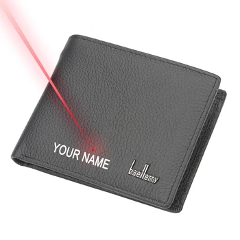 

Free Engraving Name High Quality Genuine Leather Man's Personalised Wallet Gift for Male Short Type Purse Pocket Money Bag