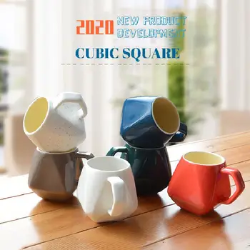 

2020 New Selling Diamond Ceramic Cup Retro Cup Mug Pure Color Simple Milk Coffee Water Cup Creative Cup