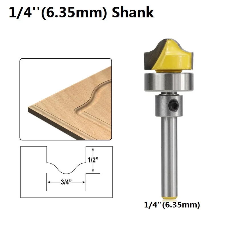 1 шт. 1/4 ''1/2'' 8 мм хвостовик 3/4 ''диаметр искусственная панель Ogee паз маршрутизатор бит двери фреза Карбид Концевая мельница Дерево Фрезерный бит - Длина режущей кромки: 6.35mm Shank