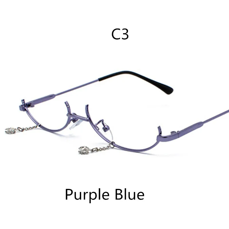 AIMISUV, модные очки, сплав, оправа для женщин, капля воды, украшение, без линзы, половинная оправа, Роскошные Алмазные очки - Цвет оправы: ZSS0097C3