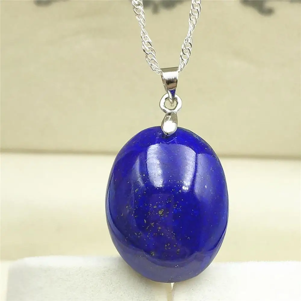 

Natural Royal Blue Lapis Lazuli Pendant Round Shape For Women Men 25x20x8mm Party New Gift Stone Crystal Necklace AAAAA