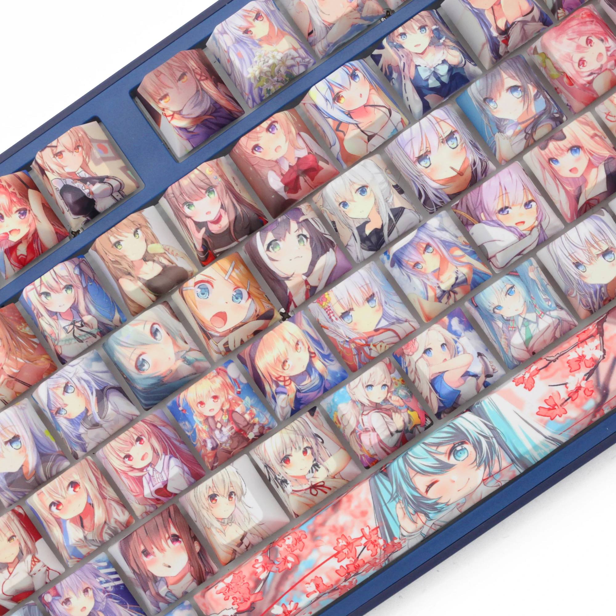 

OMO cartoon anime beautiful young girl Cherry profile Dye Sub Keycap for mechanical keyboard 60 87 104 tkl ansi xd64 bm60 bm68