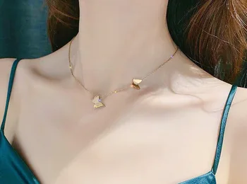 شراءمادالينا سارارا جنوب أفريقيا الماس 0.05cts 18k الذهب الأصفر عقد بحلية متدلية على شكل فراشة O نوع سلسلة مجوهرات قلادة نسائية