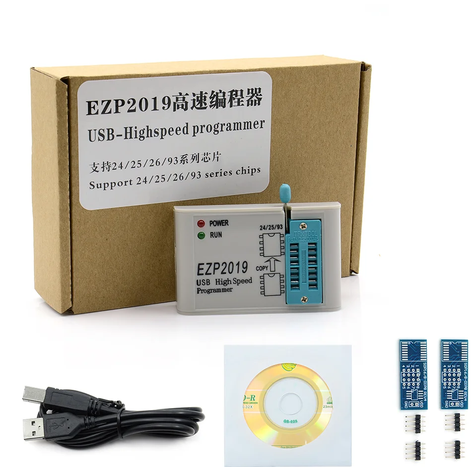 

Free shipping EZP2019 High Speed USB SPI Programmer Support 24 25 93 EEPROM Flash Bios with CDROM, English Software