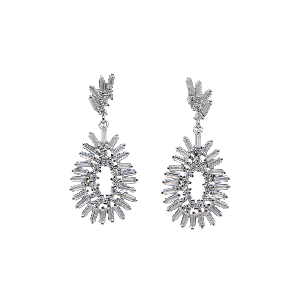 

Wedding engagment sparking bling Cz dangle dangling earring for birdal trendy women jewelry