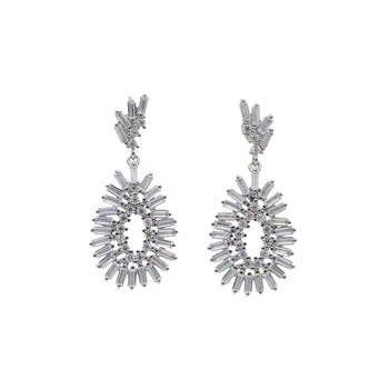 

Wedding engagment sparking bling Cz dangle dangling earring for birdal trendy women jewelry