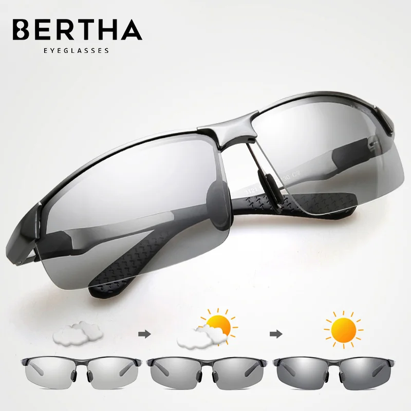 Солнцезащитные очки BERTHA мужские фотохромные, Винтажный дизайн, ультралегкие очки с защитой от ультрафиолета UV400, для вождения и путешествий, уличные очки