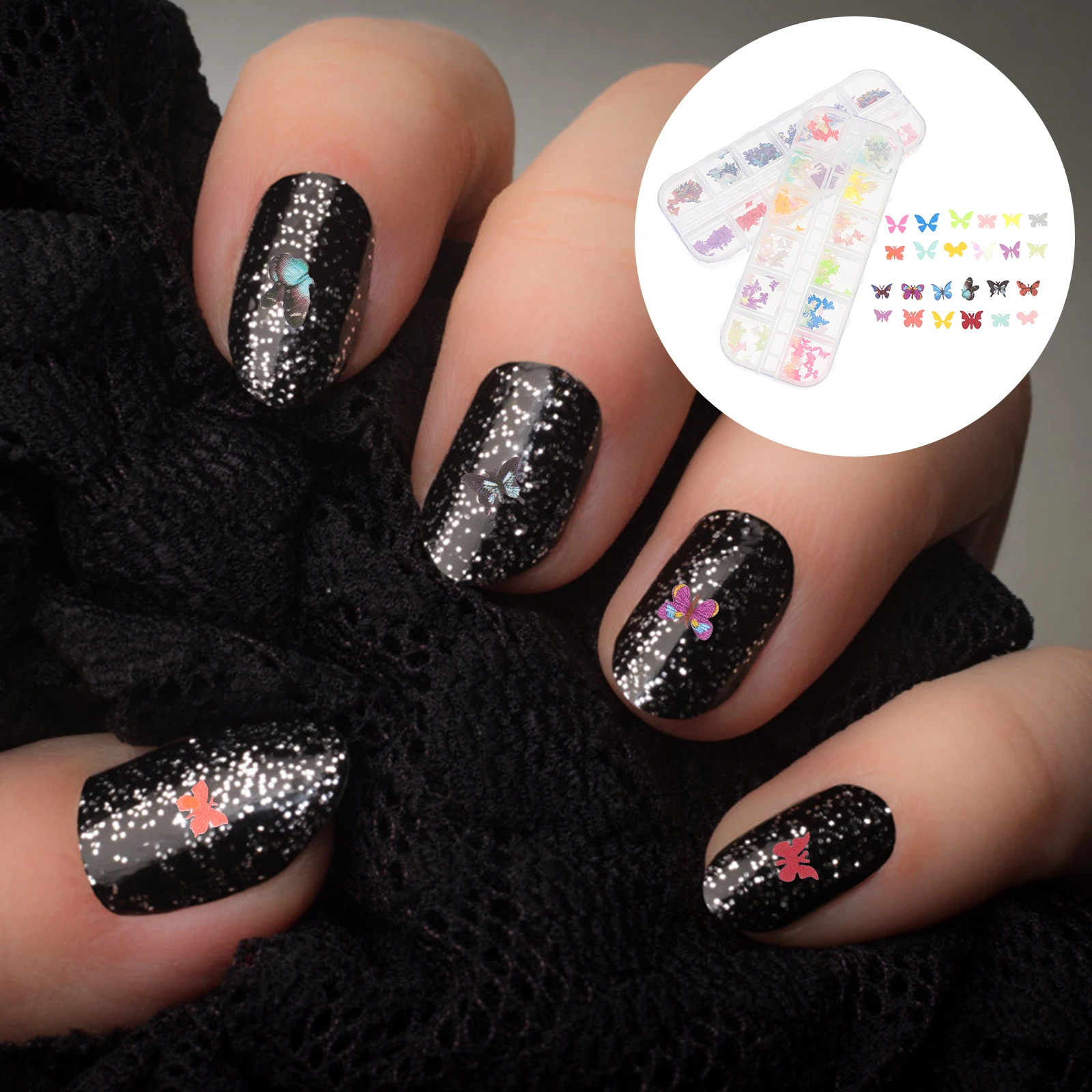 Pin On Nails Boxes/48pcs Delicate Glitter Creative Nail Art Stickers Red Fake Nail Decals