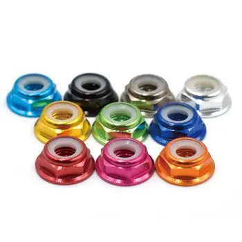 

5pcs M2 M3 M4 M5 M6 aluminum alloy flange loose anti-loose nuts with nylon washer self-locking colored nut silver color