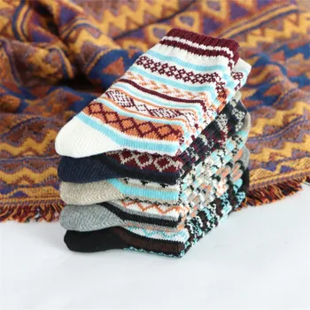 

VIIANLES Unisex Socks Men Geometric Colorful Female Winter Hot Sale Wool Women Printed Long Keep Warm Free Size Christmas Gift