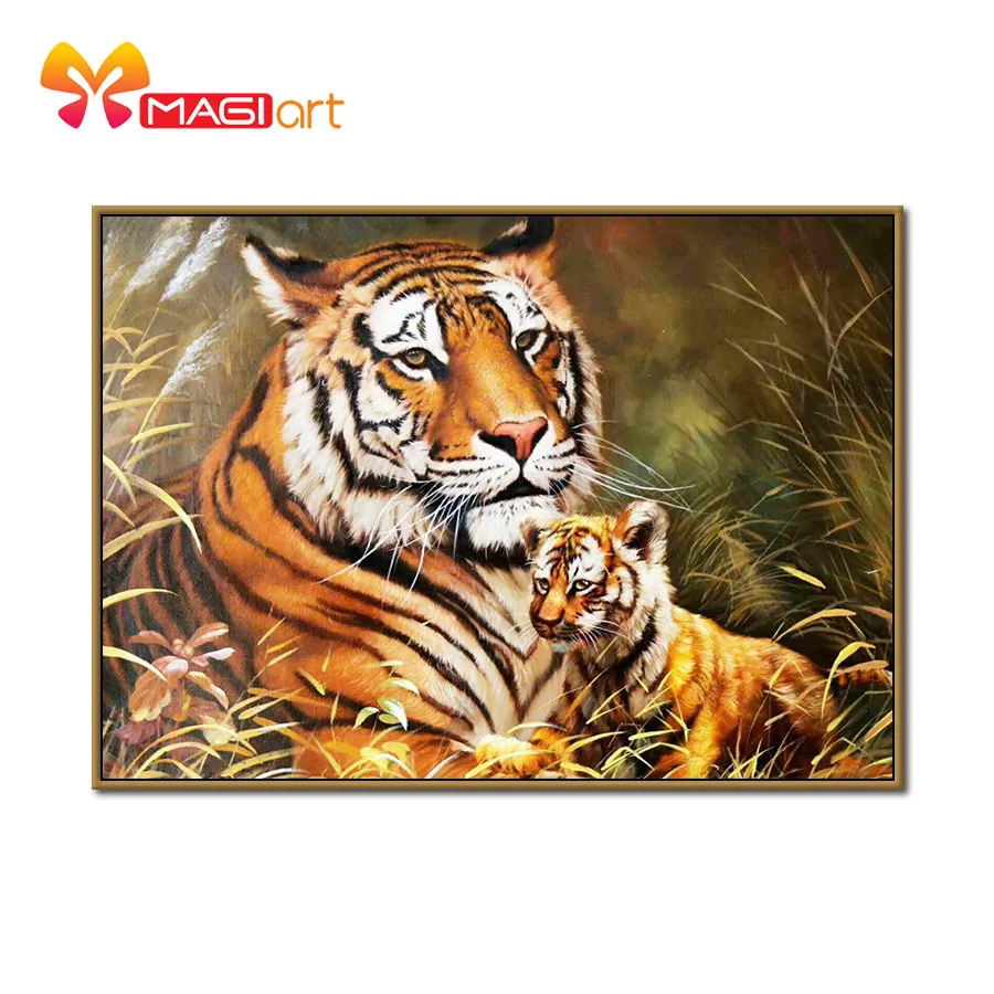 

Cross stitch kits Embroidery needlework sets 11CT water soluble canvas patterns 14CT Animals Tiger Mother and Son-NCMA015