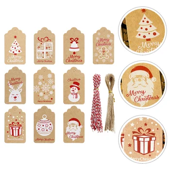 

1 Set Xmas Kraft Paper Tags Retro Snowflake Deer Paper Cards Xmas Tree Labels