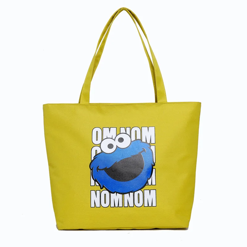 

600D Korean-style Harajuku Sesame Street Graffiti Cloth Bag Student Soft Girl Shoulder Bag Large Capacity Shopping Bag