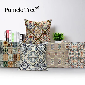 

Boho Retro Pillow Case Abstract Geometric Decoration Throw Pillows Square Cushion Cover Home Living Room CushionsCover Almofadas