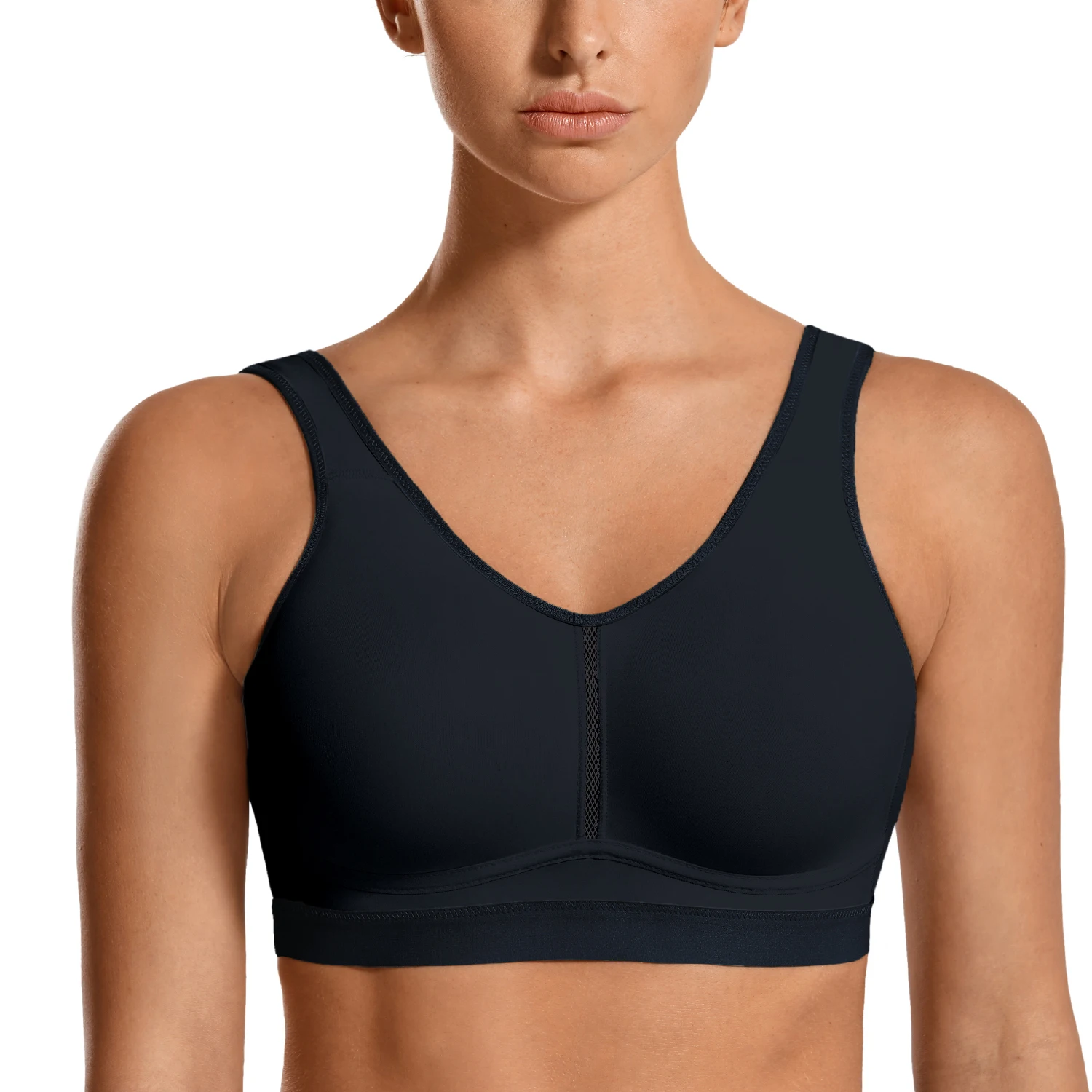 SYROKAN Lightweight Wireless Medium Impact Sports Bras for Women Comfortable Support Workout Yoga Bra