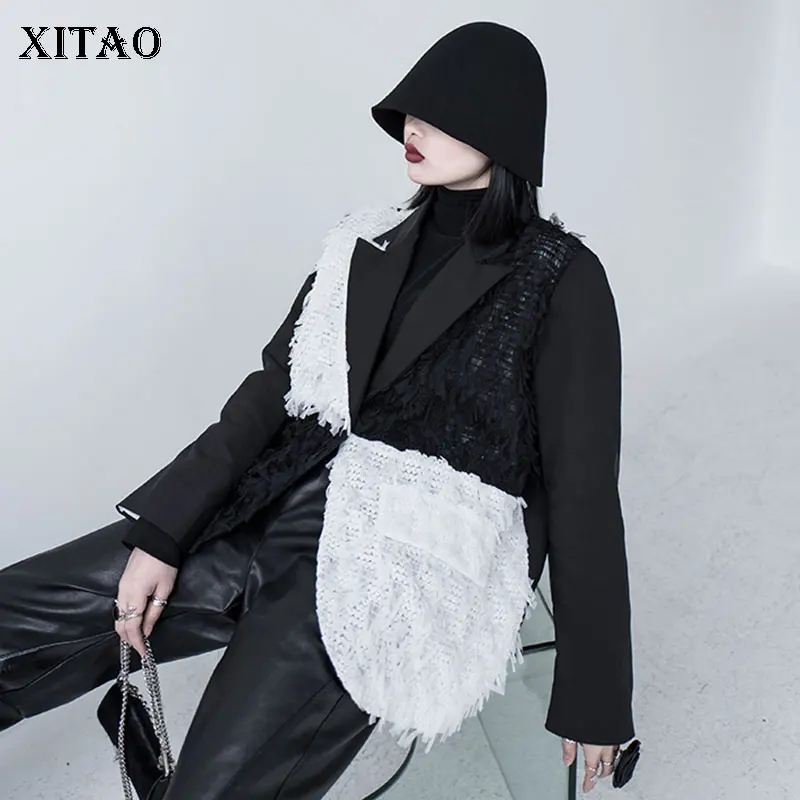 

XITAO Hit Color Mesh Coat Fashion New Women 2020 Spring Elegant Full Sleeve Small Fresh Goddess Fan Casual Loose Coat XJ3792