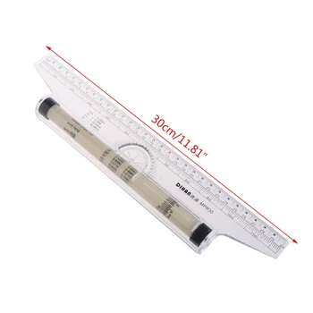 

Rolling Parallel Ruler Foot Inch Metric Angle Rule Balancing Scale Multi-Purpose