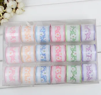 

2 yards 3cm Printed Floweret Polyester Ribbon Organza Ribbon for Garment Accessories Decoration Gift Packaging Stuff Handwork