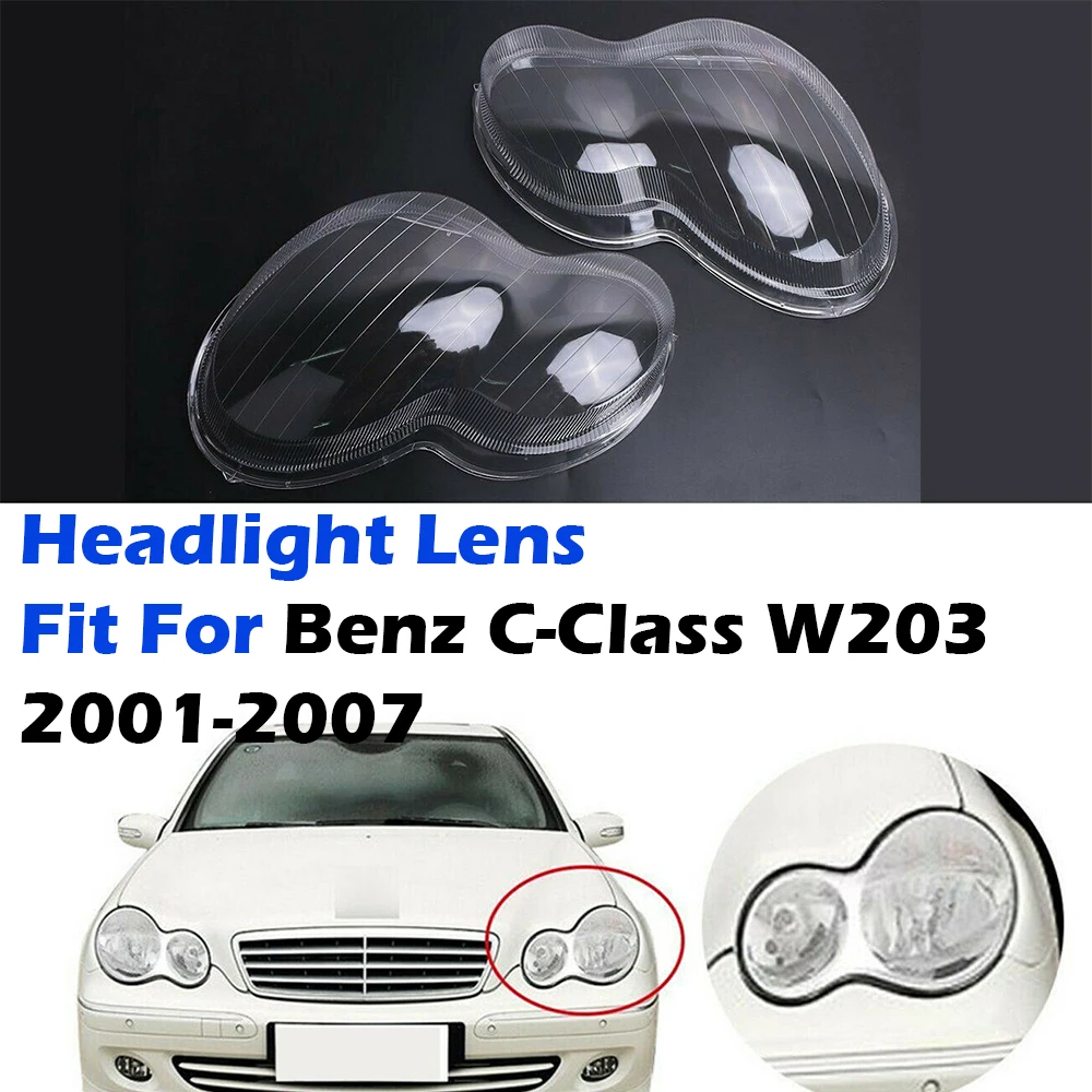 Headlight Clear Lens Lampshade Cover Fit For Mercedes Benz CClass