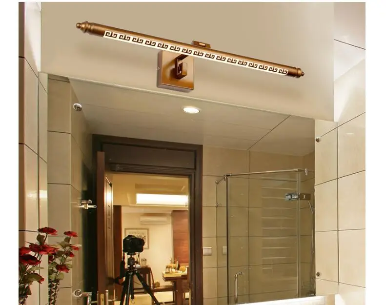 

Free Shipping L50cm/L70cm/L90cm Brass Color Bathroom Mirror Lamp Waterproof Retro Bronze Cabinet Vanity Mirror Light Wall Lamp