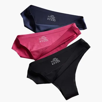 

3pcs/lot Women Sexy Panties Seamless Thong Briefs Set Ultra-thin Underwear G String Low Waist Underpants Female Lingerie #F