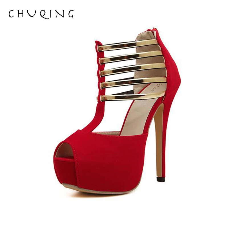 

CHUQING 2019 Summer New Comfortable Fish Mouth Waterproof Platform High Heel Sandals Sequins Stiletto Women's Shoes